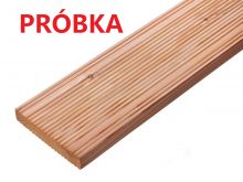 PRÓBKA Deska Tarasowa z Drewna Iglastego Modrzew Europejski 25x145xPRÓBKA - 2 x Wąski Ryfel PRÓBKA 19cm 
