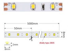 Design Light Taśma led 2835 RZADKA (100 LED=5m) BIAŁY CIEPŁY (5m=60W) IP20 1100 lm / 1 m (rolka-5mb)